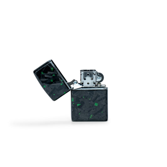 Green Fragment | Forged Carbon Fiber | Zippo Case