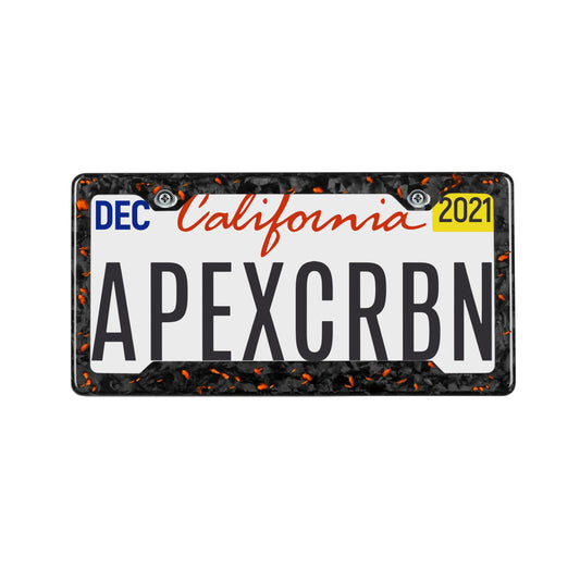 Orange Fragment | Forged Carbon Fiber Car License Plate Frame