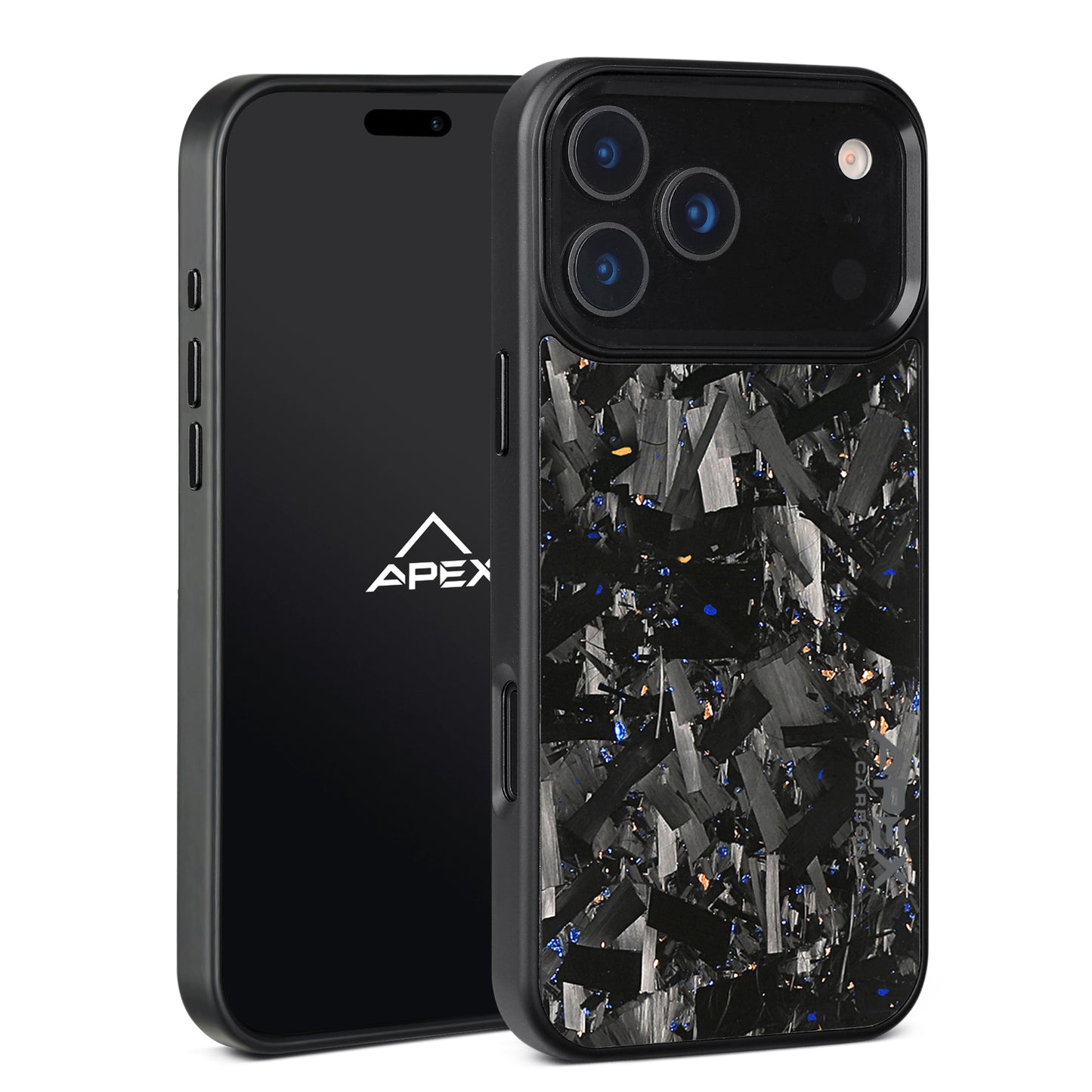 Gold and Blue Large Fragment | Forged Carbon Fiber | iPhone Case | IMPACT SERIES 2.0