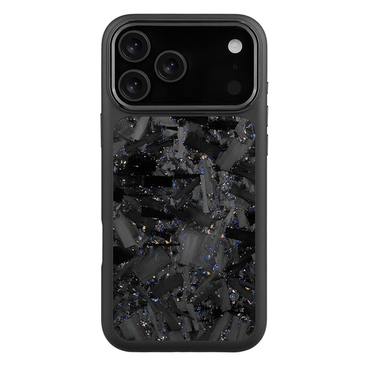 Black X Gold and Blue Large Fragment | Forged Carbon Fiber | iPhone Case | HYBRID SERIES