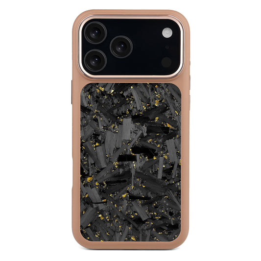 Brown X Gold Large Fragment | Forged Carbon Fiber | iPhone Case | HYBRID SERIES