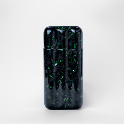 Green Fragment | Real Forged Carbon Fiber | 3 Tube Cigar Case