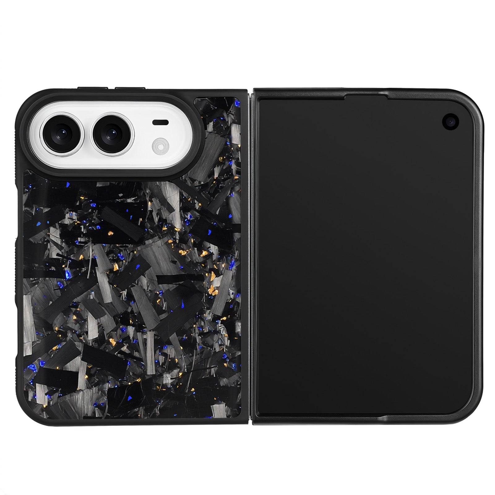 Gold&Blue Large Fragment Series | Forged Carbon Fiber | iPhone Case | IMPACT SERIES