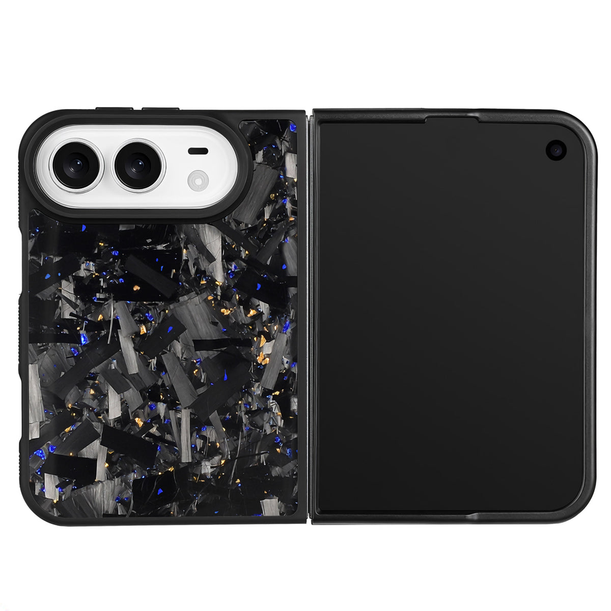 Gold and Blue Large Fragment | Forged Carbon Fiber | iPhone Case | IMPACT SERIES