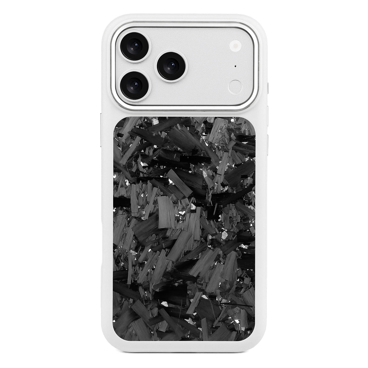 White X Silver Large Fragment | Forged Carbon Fiber | iPhone Case | HYBRID SERIES