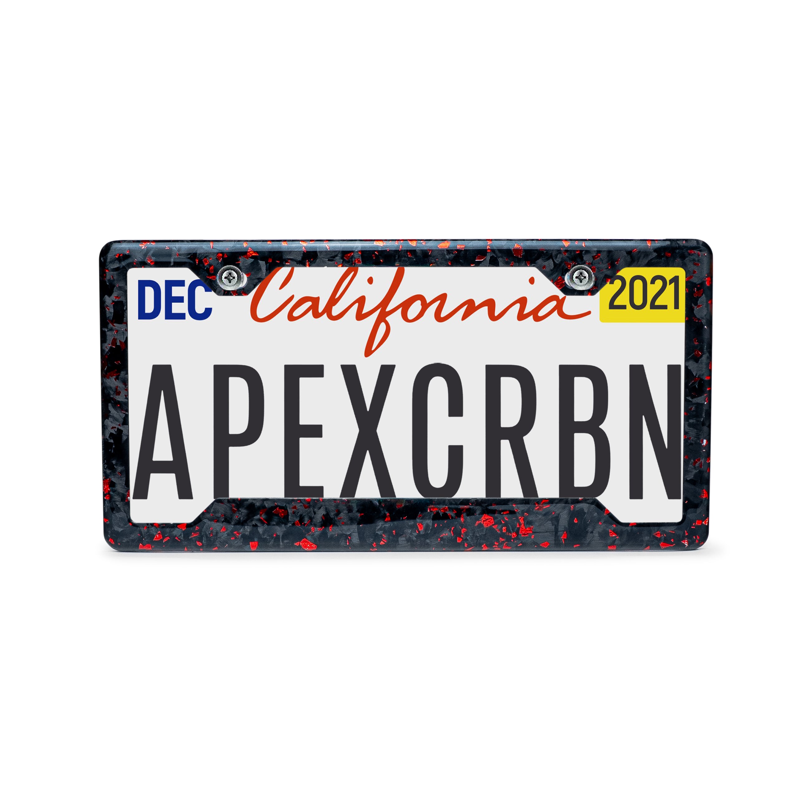 Red Fragment | Forged Carbon Fiber Car License Plate Frame