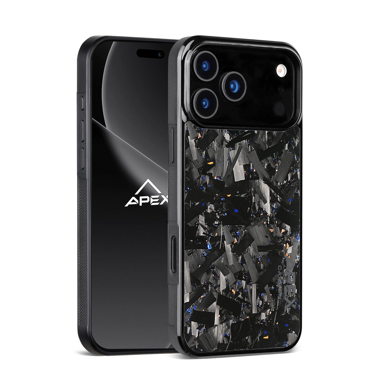 Gold&Blue Large Fragment Series | Forged Carbon Fiber | iPhone Case | IMPACT SERIES