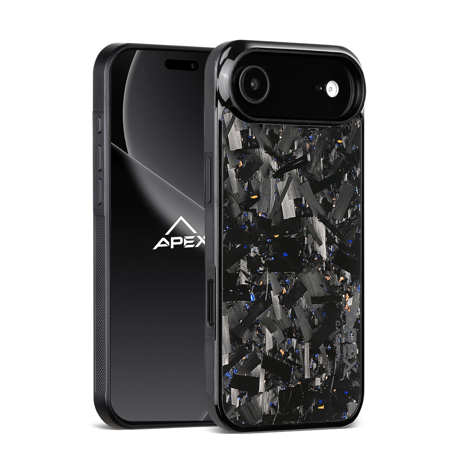 Gold&Blue Large Fragment Series | Forged Carbon Fiber | iPhone Case | IMPACT SERIES