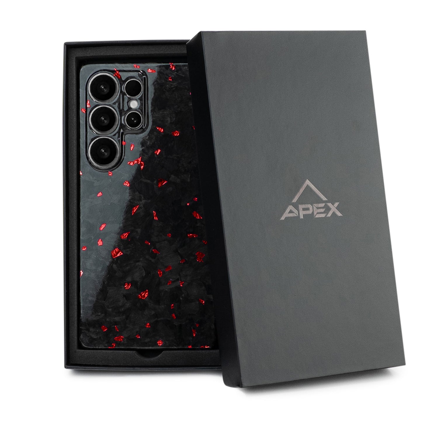 Red Fragment | Forged Carbon Fiber | Samsung Case | SQUELETON SERIES